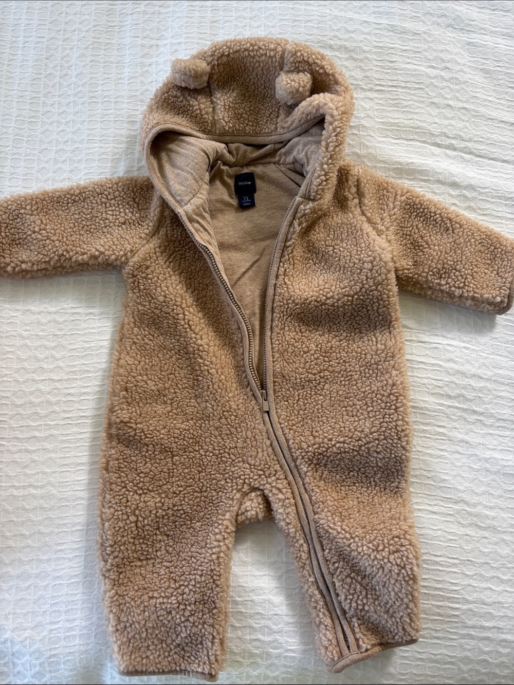 GAP Teddy Fleece Hooded One-Piece in Tan